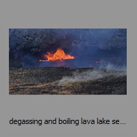 degassing and boiling lava lake seen from HVO viewpoint
